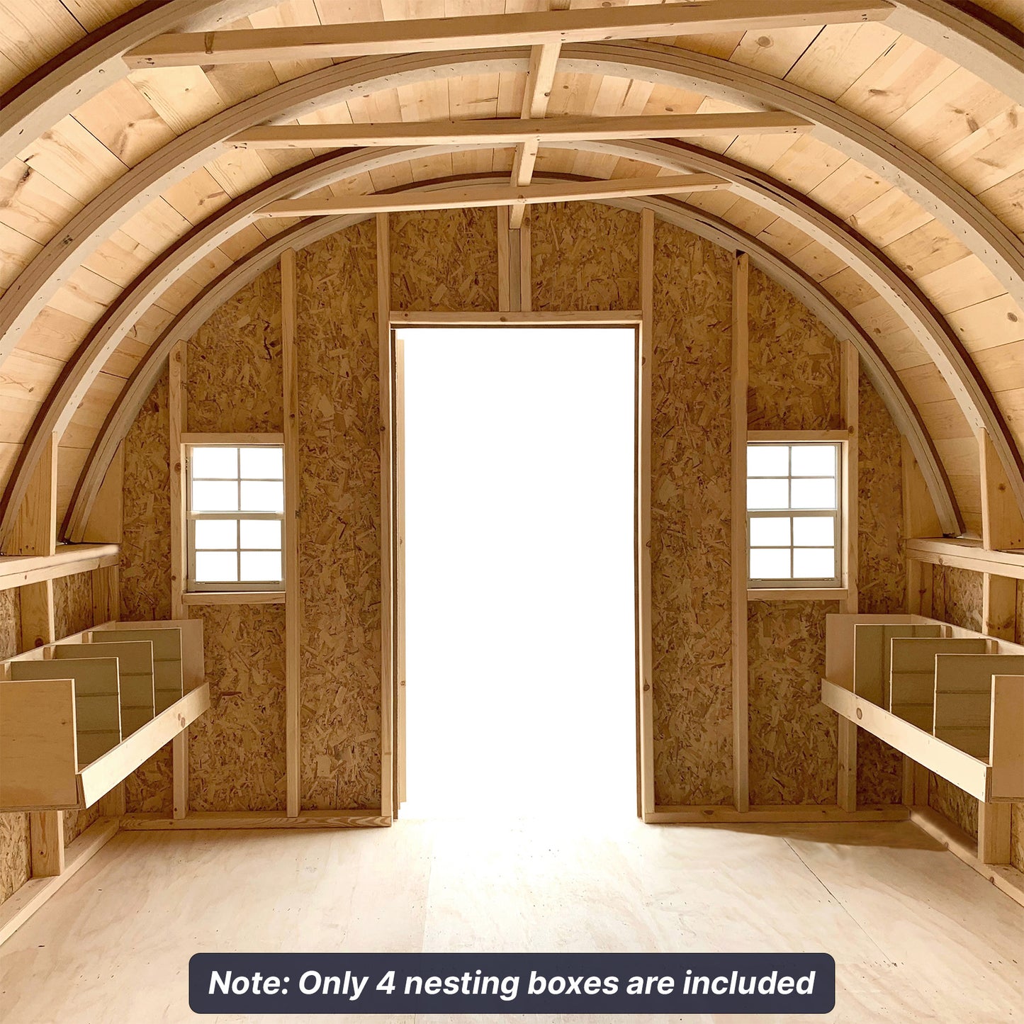 10x16 round roof coop interior nesting boxes